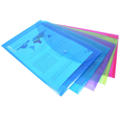 Artikelbild für RAPESCO® Dokumententaschen DIN A4 überbreit farbsortiert genarbt 0,20 mm, 5 St., Artikelnummer 154957