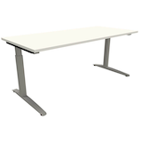 Artikelbild 1 für fm Sidney höhenverstellbarer Schreibtisch weiß rechteckig, C-Fuß-Gestell Quadratrohr silber 180,0 x 80,0 cm, Artikelnummer 372617