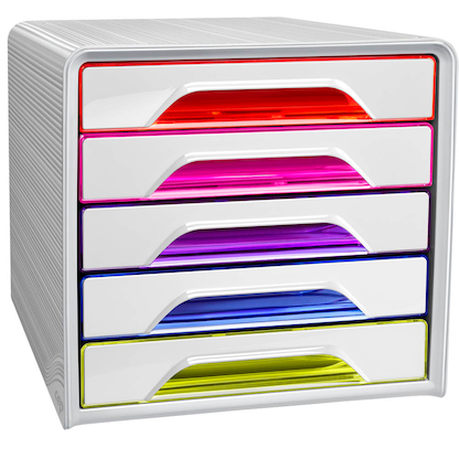Artikelbild für cep Schubladenbox Smoove weiß/bunt-transparent 1071110931, DIN A4 mit 5 Schubladen, 1 St., Artikelnummer 429462
