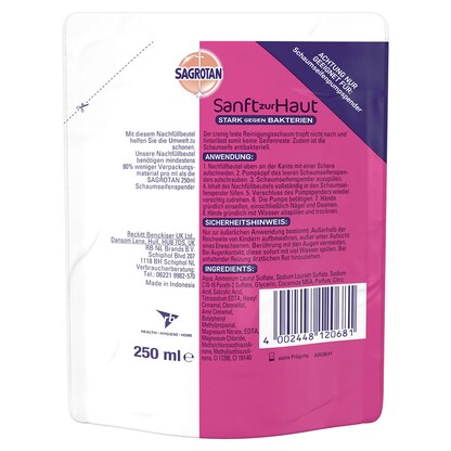 Artikelbild 2 für SAGROTAN® Samt Schaum Schaumseife 250,0 ml, Artikelnummer 295572