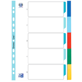 Artikelbild 1 für OXFORD Ordnerregister DIN A4 Vollformat blanko farbig 5-teilig, 1 Satz, Artikelnummer 692004