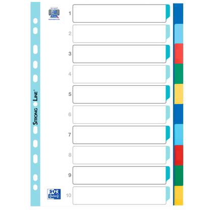 Artikelbild für OXFORD Ordnerregister DIN A4 Vollformat blanko farbig 10-teilig, 1 Satz, Artikelnummer 692020