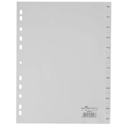 Artikelbild für DURABLE Ordnerregister DIN A4 Vollformat Dez.-Jan. grau 12-teilig, 1 Satz, Artikelnummer 456541