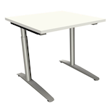 Artikelbild 1 für fm Sidney höhenverstellbarer Schreibtisch weiß rechteckig, C-Fuß-Gestell Rundrohr silber 80,0 x 80,0 cm, Artikelnummer 372472