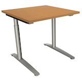 Artikelbild 1 für fm Sidney höhenverstellbarer Schreibtisch buche rechteckig, C-Fuß-Gestell Rundrohr silber 80,0 x 80,0 cm, Artikelnummer 371643