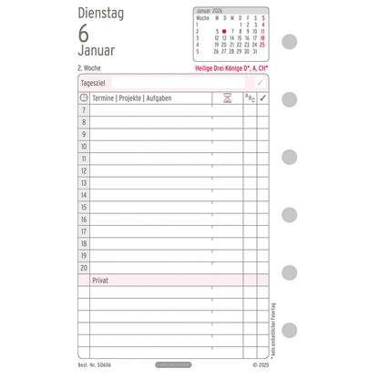 Artikelbild 3 für CHRONOPLAN Kalendereinlage 2026 Tagesplan Mini (7,9 x 12,5 cm), Artikelnummer 591109