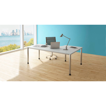 Artikelbild 7 für HAMMERBACHER Orbis höhenverstellbarer Schreibtisch lichtgrau L-Form, 5-Fuß-Gestell silber 200,0 x 80,0/120,0 cm, Artikelnummer 484931
