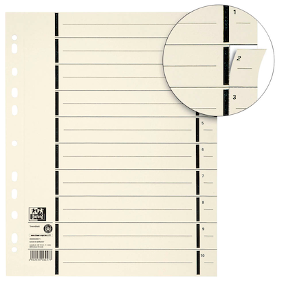 Artikelbild für OXFORD Trennblätter 06457 DIN A4 1-10 chamois, 230 g/qm, 100 St., Artikelnummer 819581