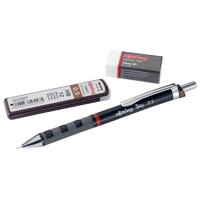 Artikelbild für rotring Tikky Druckbleistift-Set schwarz HB 0,5 mm, 1 Set, Artikelnummer 426546