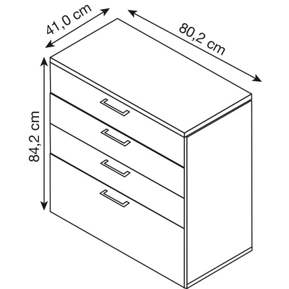 Artikelbild 2 für MÖBELPARTNER 1500 Schubladenschrank anthrazit 4 Schubladen 80,2 x 41,0 x 84,2 cm, 1 St., Artikelnummer 184091