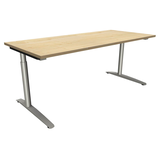 Artikelbild 1 für fm fastline höhenverstellbarer Schreibtisch königsahorn rechteckig, C-Fuß-Gestell Rundrohr silber 180,0 x 80,0 cm, Artikelnummer 352841