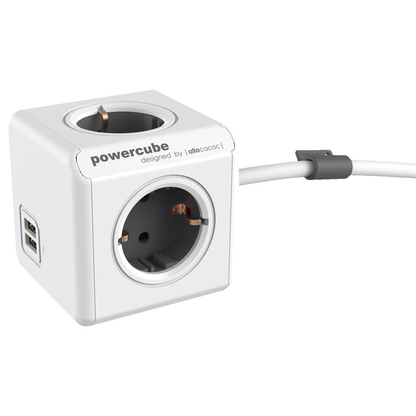 Artikelbild für allocacoc PowerCube Extended DUO USB 2-fach Steckdosenwürfel 1,5 m weiß mit USB-Buchse, Artikelnummer 489827