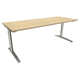Artikelbild 1 für fm fastline höhenverstellbarer Schreibtisch königsahorn rechteckig, C-Fuß-Gestell Rundrohr silber 200,0 x 80,0 cm, Artikelnummer 352767