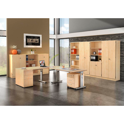 Artikelbild 6 für HAMMERBACHER OS 12 höhenverstellbarer Schreibtisch ahorn rechteckig, C-Fuß-Gestell silber 120,0 x 80,0 cm, Artikelnummer 656773