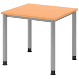 Artikelbild 1 für HAMMERBACHER HS08 höhenverstellbarer Schreibtisch buche quadratisch, 4-Fuß-Gestell silber 80,0 x 80,0 cm, Artikelnummer 355396