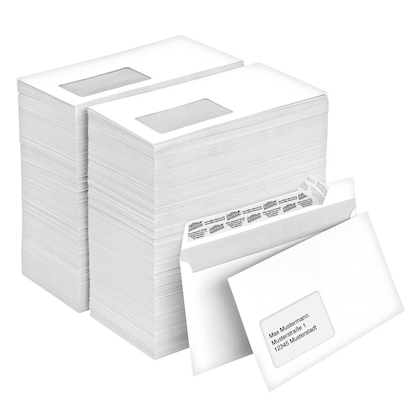 Artikelbild für office discount Briefumschläge DIN lang mit Fenster weiß haftklebend 500 St., Artikelnummer 116962