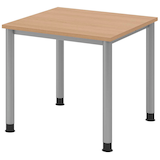 Artikelbild 1 für HAMMERBACHER HS08 höhenverstellbarer Schreibtisch eiche quadratisch, 4-Fuß-Gestell silber 80,0 x 80,0 cm, Artikelnummer 589754