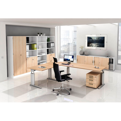 Artikelbild 7 für HAMMERBACHER Haziender Standcontainer eiche 5 Auszüge Kunststoff-Relinggriff silber 42,8 x 80,0 x 72,0 - 76,0 cm, Artikelnummer 633038