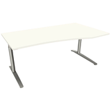 Artikelbild 1 für fm fastline höhenverstellbarer Schreibtisch weiß Bogenform, C-Fuß-Gestell silber 180,0 x 80,0/100,0 cm, Artikelnummer 335081