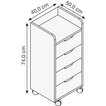 Artikelbild 2 für VCM my office Konal Maxi Rollcontainer weiß 4 Auszüge 40,0 x 50,0 x 74,0 cm, Artikelnummer 848733