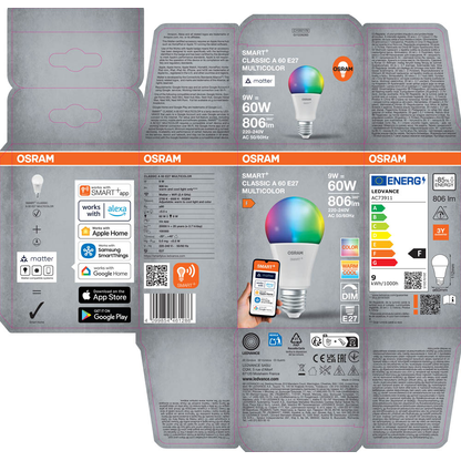 Artikelbild 6 für OSRAM LED-Lampe SMART+ MATTER Classic A60 E27 9 W matt, 1 St., Artikelnummer 709879