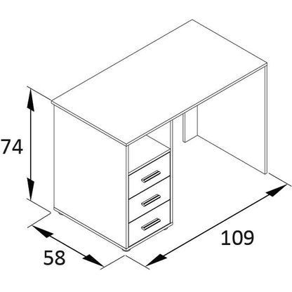 Artikelbild 2 für MÖBELPARTNER Torge Schreibtisch mattweiß rechteckig, Wangen-Gestell weiß 109,0 x 58,0 cm, Artikelnummer 785739