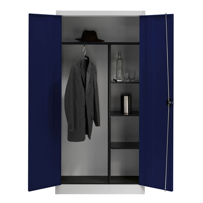 Artikelbild für mauser Stahlschrank BF 5K - 7035/5003 lichtgrau, saphirblau 3 Fachböden 95,0 x 50,0 x 195,0 cm, aufgebaut, 1 St., Artikelnummer 600682