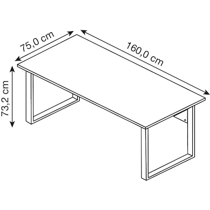 Artikelbild 2 für MÖBELPARTNER 2000 Schreibtisch landhaus-eiche rechteckig, Kufen-Gestell schwarz 160,0 x 75,0 cm, Artikelnummer 183933