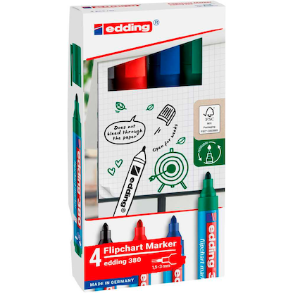 Artikelbild 2 für edding 380 Flipchart-Marker farbsortiert 1,5 - 3,0 mm, 4 St., Artikelnummer 541441