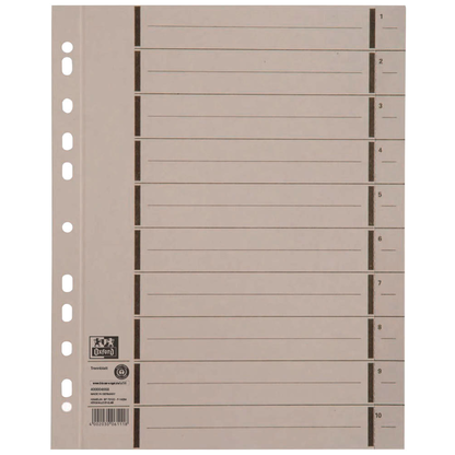 Artikelbild 2 für AKTION: OXFORD Trennblätter DIN A4 1-10 grau, 250 g/qm, 100 St. + GRATIS tesa Mini-Korrektur-Roller, blau, Artikelnummer 134155