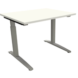Artikelbild 1 für fm Sidney höhenverstellbarer Schreibtisch weiß rechteckig, C-Fuß-Gestell Quadratrohr silber 100,0 x 80,0 cm, Artikelnummer 372462