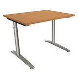 Artikelbild 1 für fm Sidney höhenverstellbarer Schreibtisch buche rechteckig, C-Fuß-Gestell Rundrohr silber 100,0 x 80,0 cm, Artikelnummer 371631