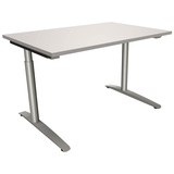 Artikelbild 1 für fm Sidney höhenverstellbarer Schreibtisch lichtgrau rechteckig, C-Fuß-Gestell Rundrohr silber 120,0 x 80,0 cm, Artikelnummer 270072