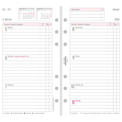 Artikelbild 2 für CHRONOPLAN Kalendereinlage 2026 Wochenplan Midi (9,6 x 17,2 cm), Artikelnummer 591129
