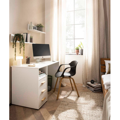 Artikelbild 5 für MÖBELPARTNER Torge Schreibtisch mattweiß rechteckig, Wangen-Gestell weiß 109,0 x 58,0 cm, Artikelnummer 785739