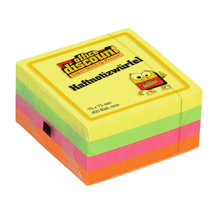 Artikelbild für office discount neon Haftnotizen farbsortiert, 1 Würfel, Artikelnummer 238100