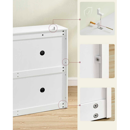 Artikelbild 5 für VASAGLE Schuhschrank, LBC035W01 weiß 4 Fachböden 105,5 x 24,0 x 82,7 cm, Artikelnummer 760829