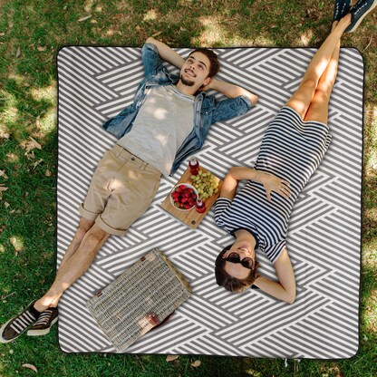 Artikelbild 8 für relaxdays Picknickdecke isoliert grau/weiß 200,0 x 200,0 cm, 1 St., Artikelnummer 449011