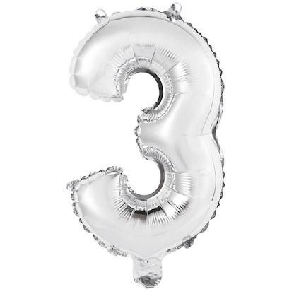 Artikelbild für amscan® Folienballon Mini, Zahl 3 silber, 1 St., Artikelnummer 251969