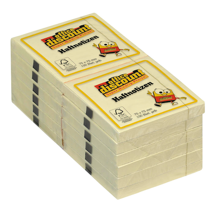 Artikelbild für office discount Haftnotizen gelb, 12 Blöcke, Artikelnummer 238028