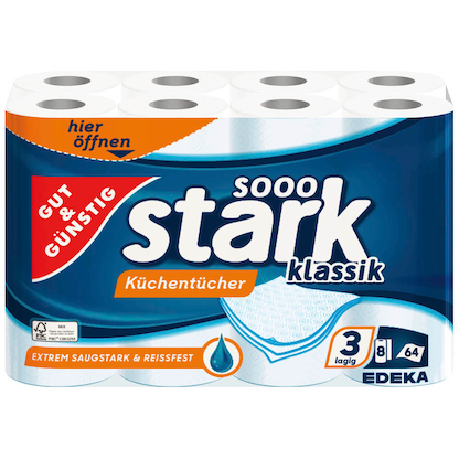 Artikelbild 2 für GUT&GÜNSTIG Küchenrollen stark klassik 3-lagig, 8 Rollen, Artikelnummer 991289
