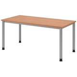 Artikelbild 1 für HAMMERBACHER HS16 höhenverstellbarer Schreibtisch nussbaum rechteckig, 4-Fuß-Gestell silber 160,0 x 80,0 cm, Artikelnummer 589907