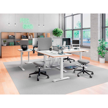 Artikelbild 2 für LEITZ Ergo höhenverstellbarer Schreibtisch weiß rechteckig abgerundet, T-Fuß-Gestell weiß 120,0 x 70,0 cm, Artikelnummer 805216