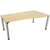Artikelbild 1 für fm fastline höhenverstellbarer Schreibtisch königsahorn Bogenform, 4-Fuß-Gestell silber 180,0 x 80,0/100,0 cm, Artikelnummer 335022