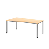 Artikelbild 1 für HAMMERBACHER HS18 höhenverstellbarer Schreibtisch ahorn Trapezform, 4-Fuß-Gestell silber 180,0 x 80,0/100,0 cm, Artikelnummer 253904