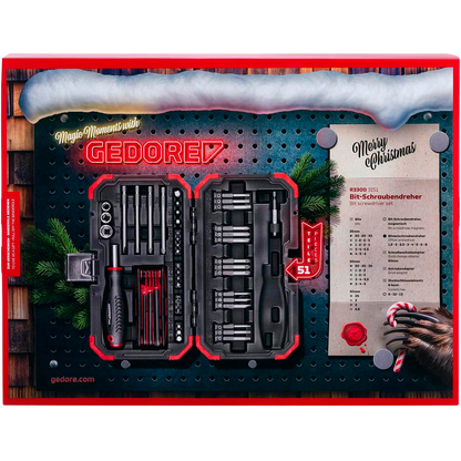 Artikelbild 6 für GEDOREred R33003151 Adventskalender Steckschlüssel-Satz ¼“, 51-tlg, Artikelnummer 718579