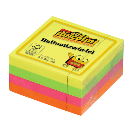 Artikelbild 2 für office discount neon Haftnotizen farbsortiert, 1 Würfel, Artikelnummer 238100