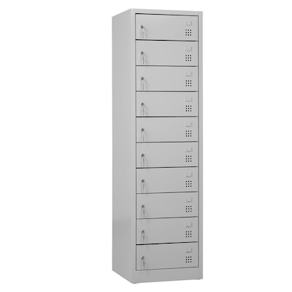 Artikelbild 3 für Gürkan Schließfachschrank lichtgrau 110096, 10 Schließfächer 50,0 x 50,0 x 180,0 cm, Artikelnummer 564928
