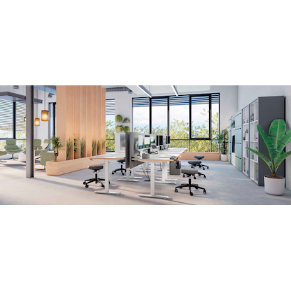 Artikelbild 3 für LEITZ Ergo höhenverstellbarer Schreibtisch weiß rechteckig abgerundet, T-Fuß-Gestell weiß 120,0 x 70,0 cm, Artikelnummer 805216