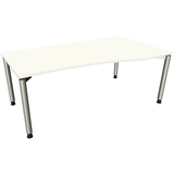 Artikelbild 1 für fm fastline höhenverstellbarer Schreibtisch weiß Bogenform, 4-Fuß-Gestell silber 180,0 x 80,0/100,0 cm, Artikelnummer 335222